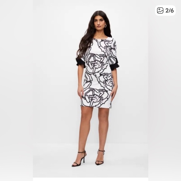 Joseph Ribkoff Monochrome Floral Mini Dress - Picture 2 of 6